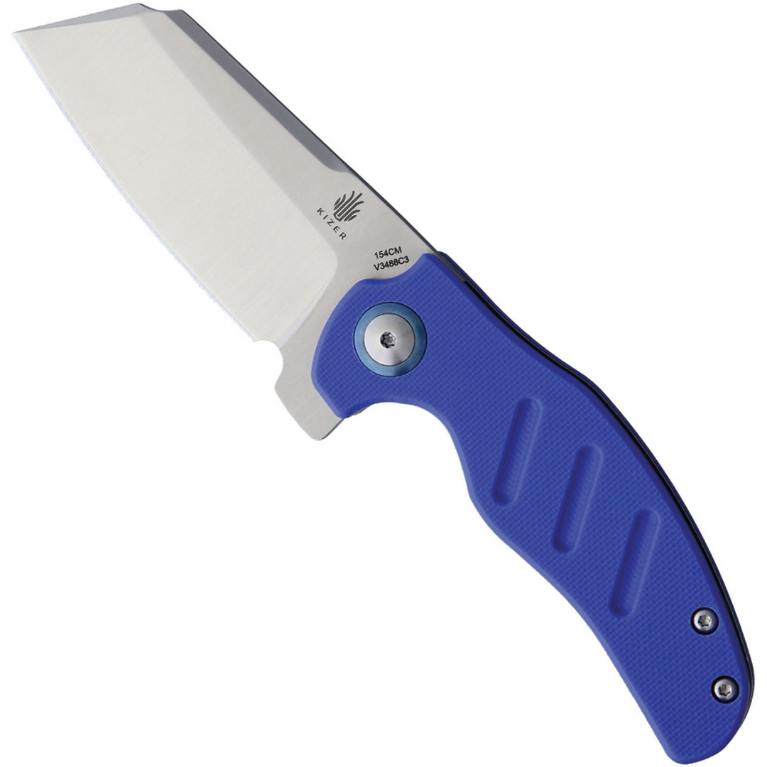 Kizer Vanguard Blue Mini Sheepdog Linerlock Knife, Satin 154CM Blade