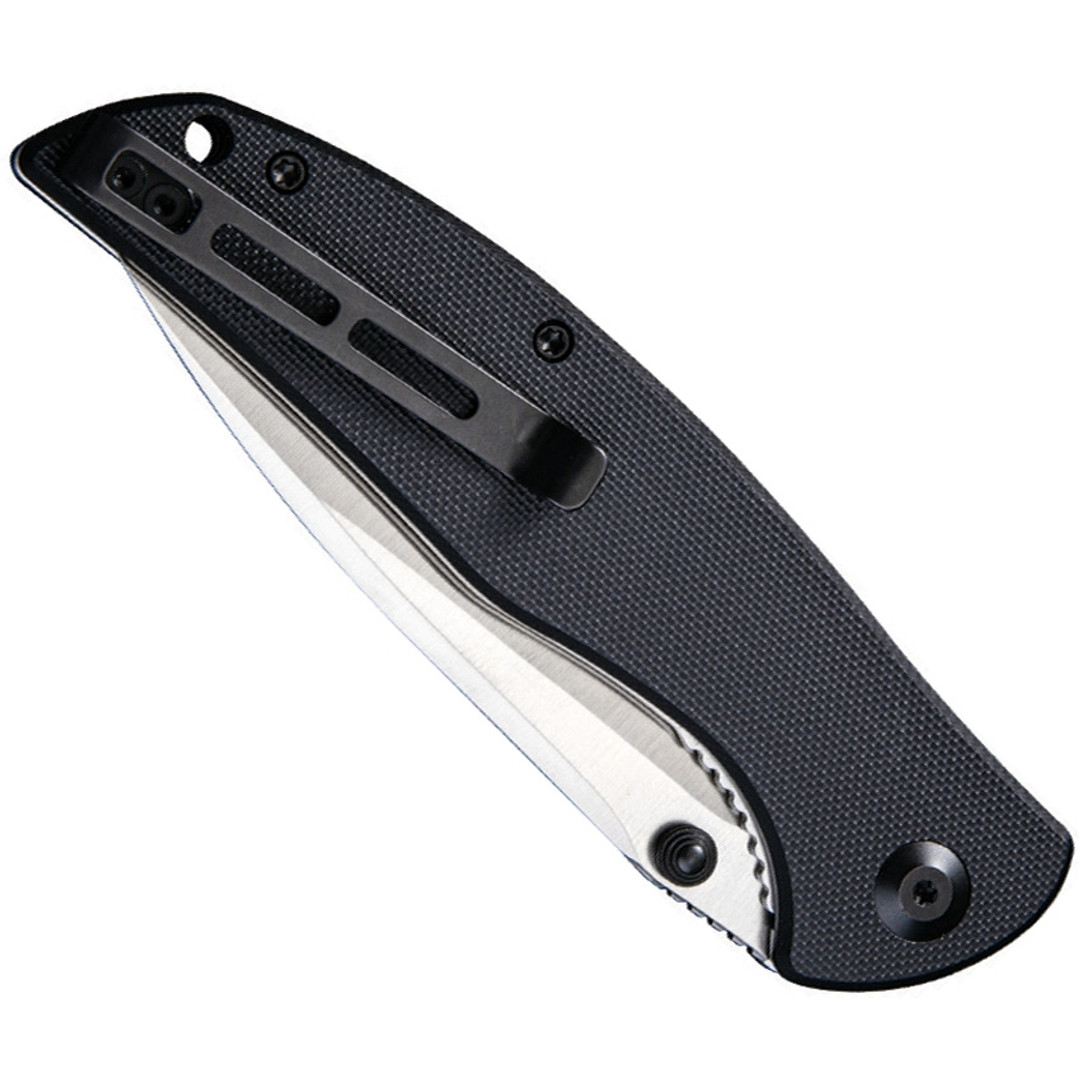 CIVIVI Black Governor Linerlock Knife, Satin D2 Blade, Clip View