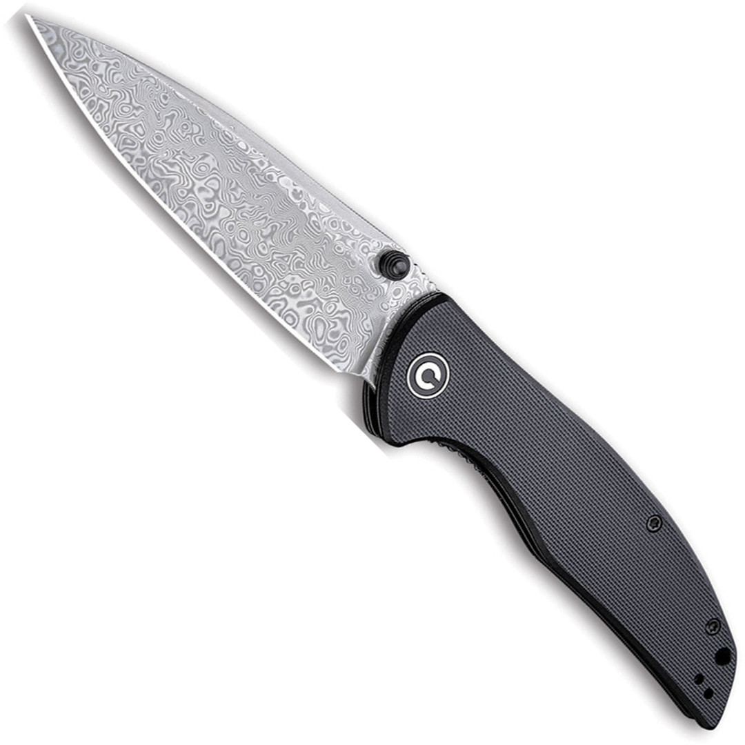 CIVIVI Black G10 Governor Linerlock Knife, Damascus Blade