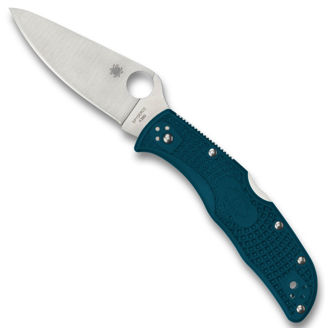 Spyderco Blue Endela Lightweight Folder Knife, Satin K390 Blade