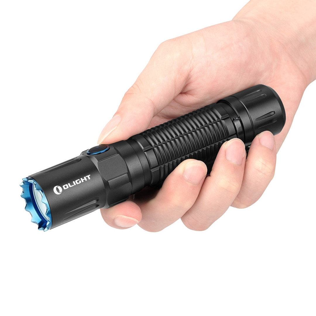 Olight Pro Warrior Rechargeable Tactical Flashlight, Black, Hand View