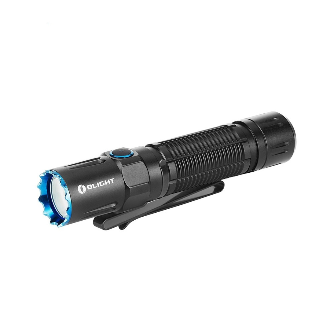 Olight Pro Warrior Rechargeable Tactical Flashlight, Black, Front angle