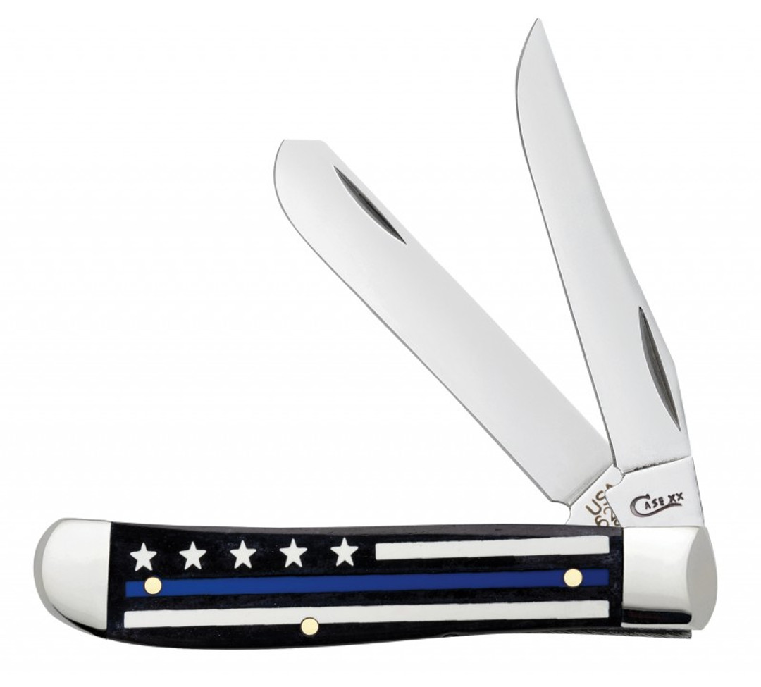 Case Blue Line Smooth Black Bone Mini Trapper Knife