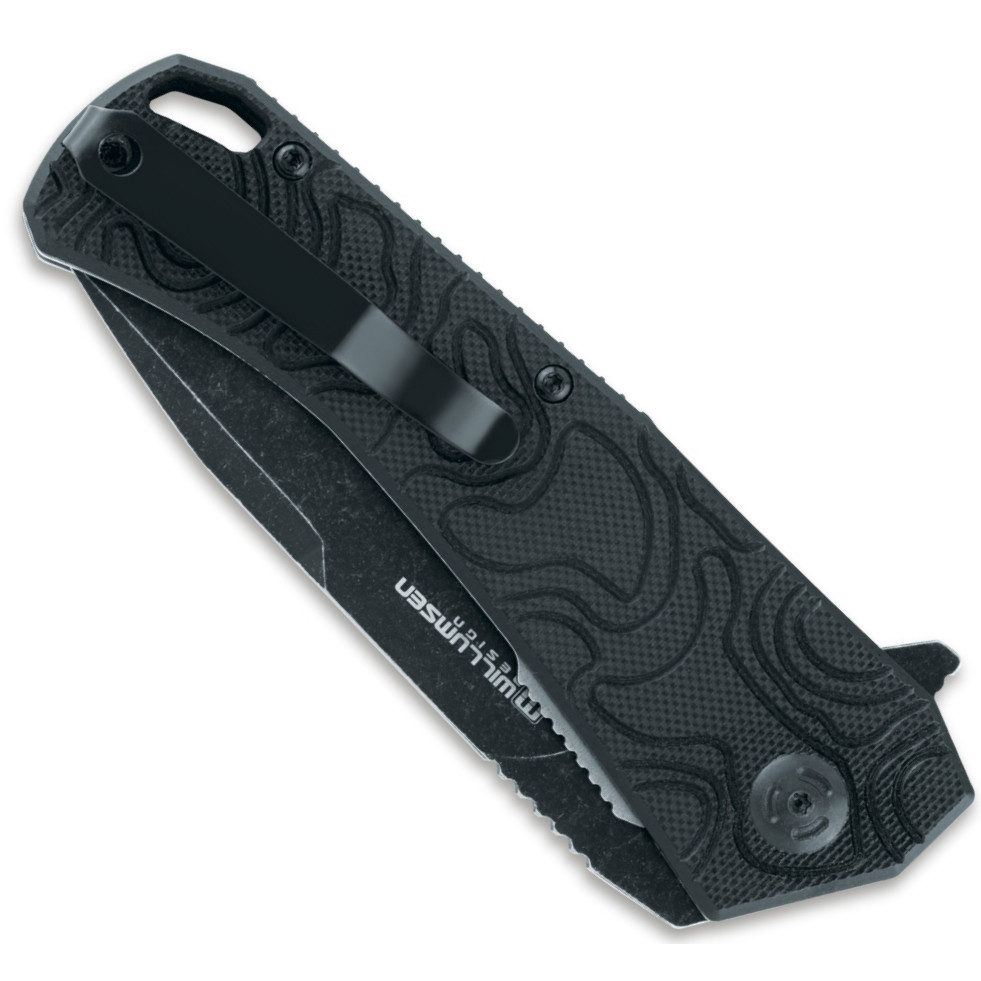 BlackFox Knives BF-746 Willumsen Flipper Knife, Black Stonewash