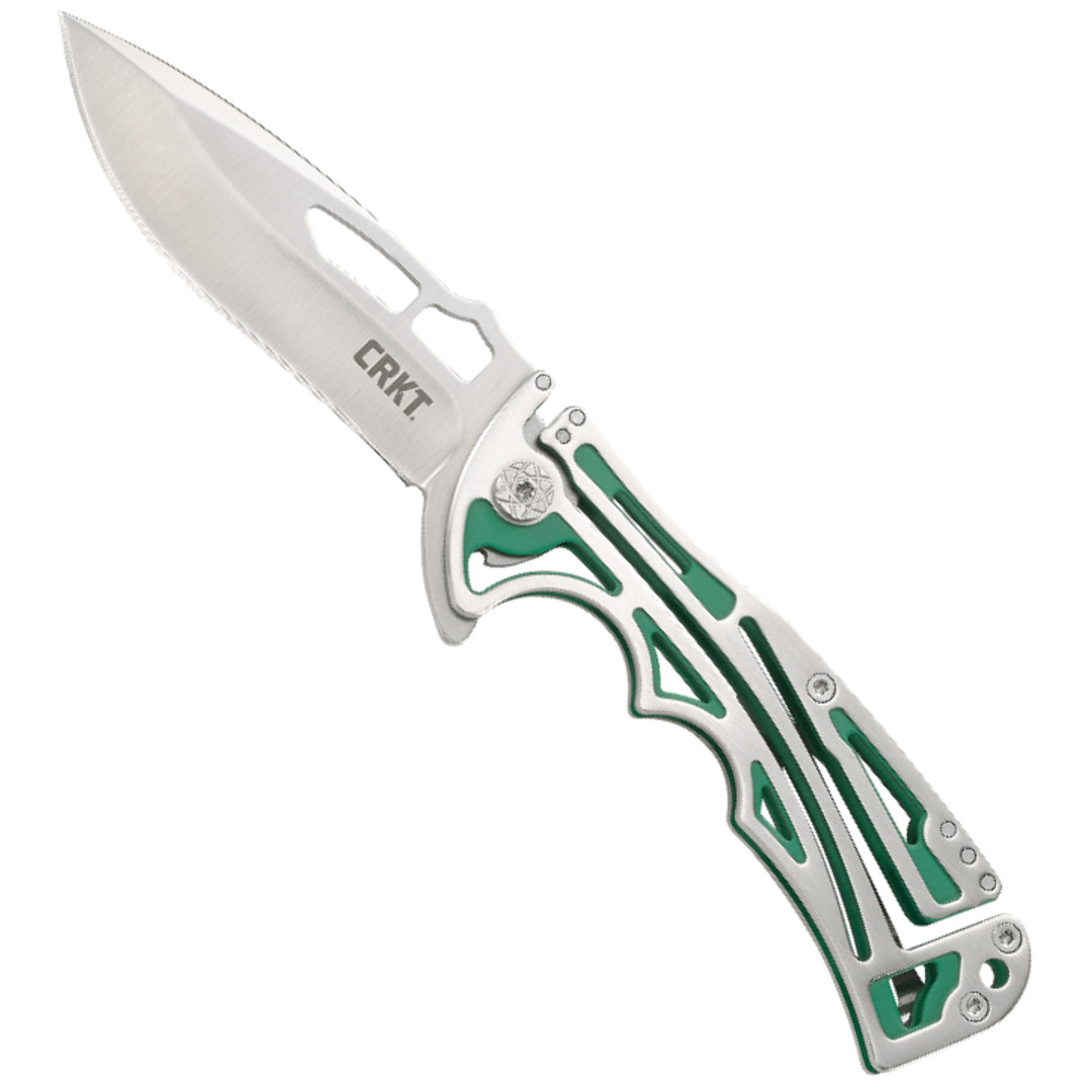 CRKT Green NIRK Tighe Flipper Knife, Satin Blade
