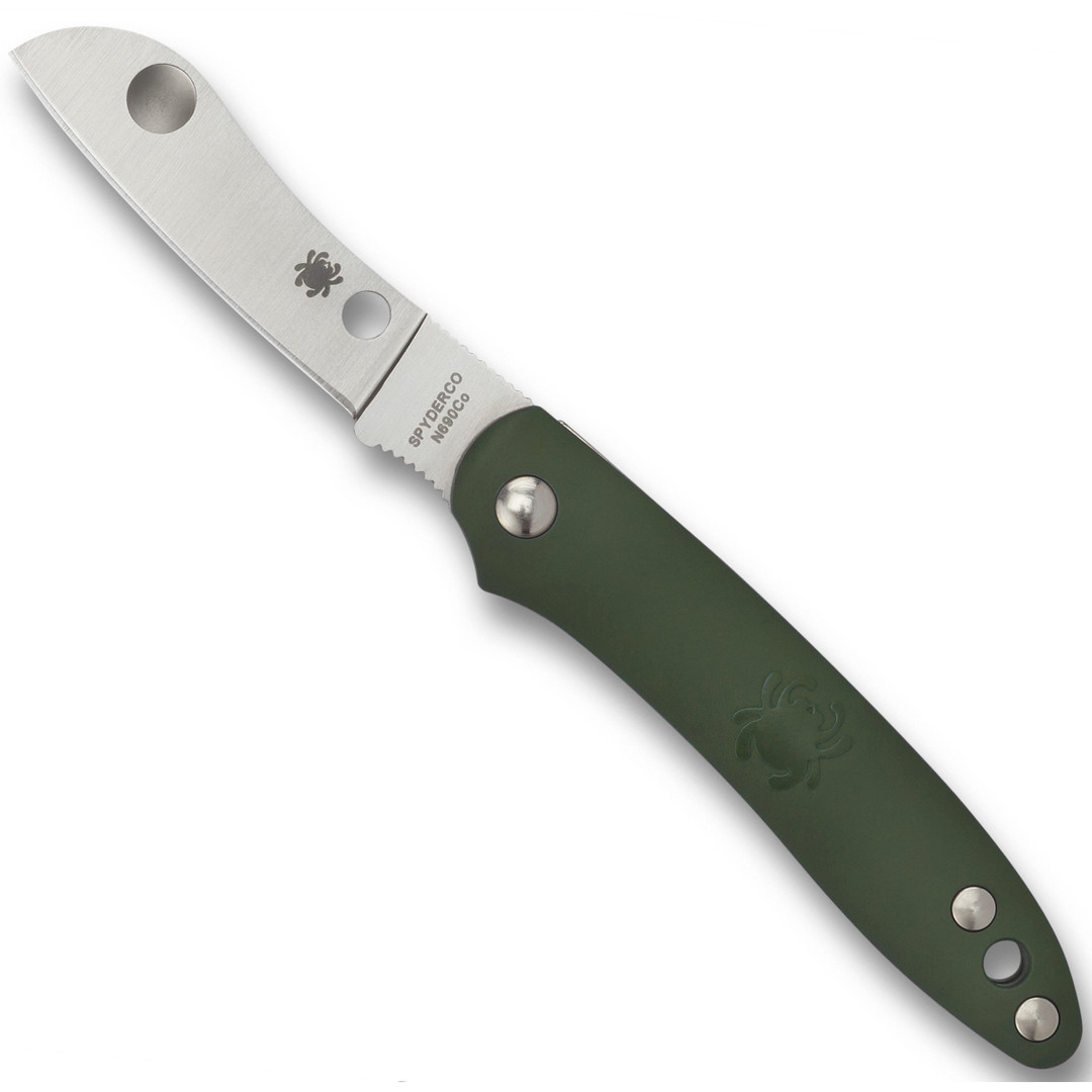 Spyderco Olive Green Roadie SlipJoint Knife, Plain Edge