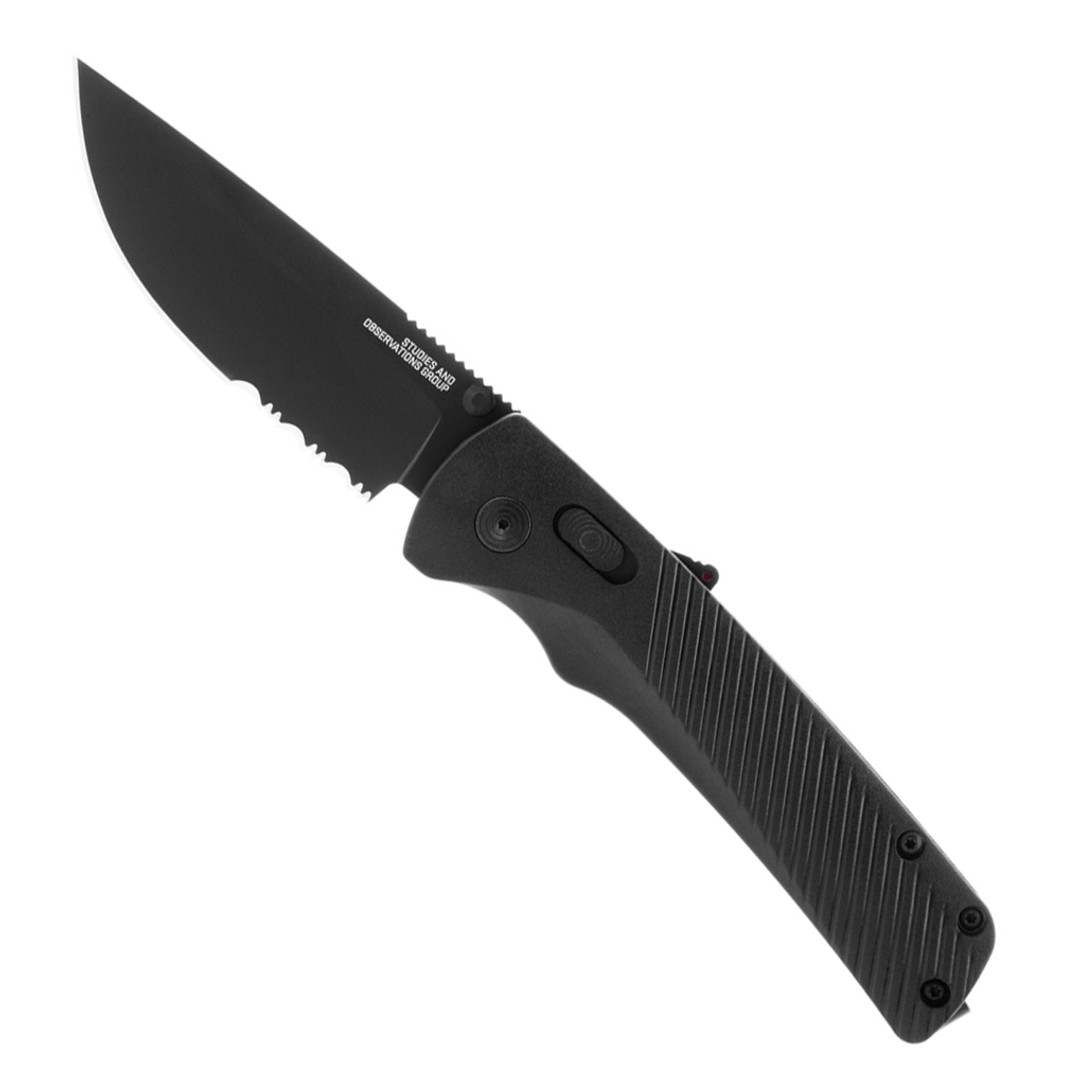 SOG Flash AT Blackout Folding Knife, Combo Blade