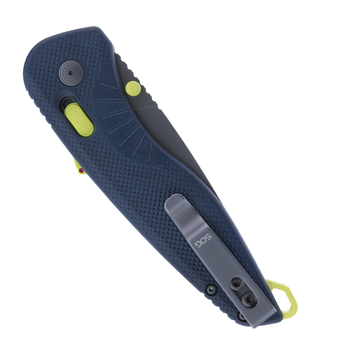 SOG Aegis AT Indigo and Acid Folding Knife, clip view