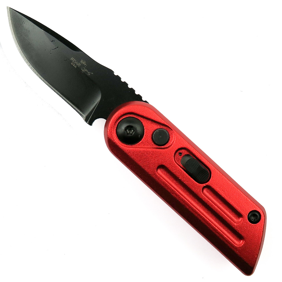 Bear OPS Red Cali-Legal Bold Action XIV Auto Knife, Black Blade