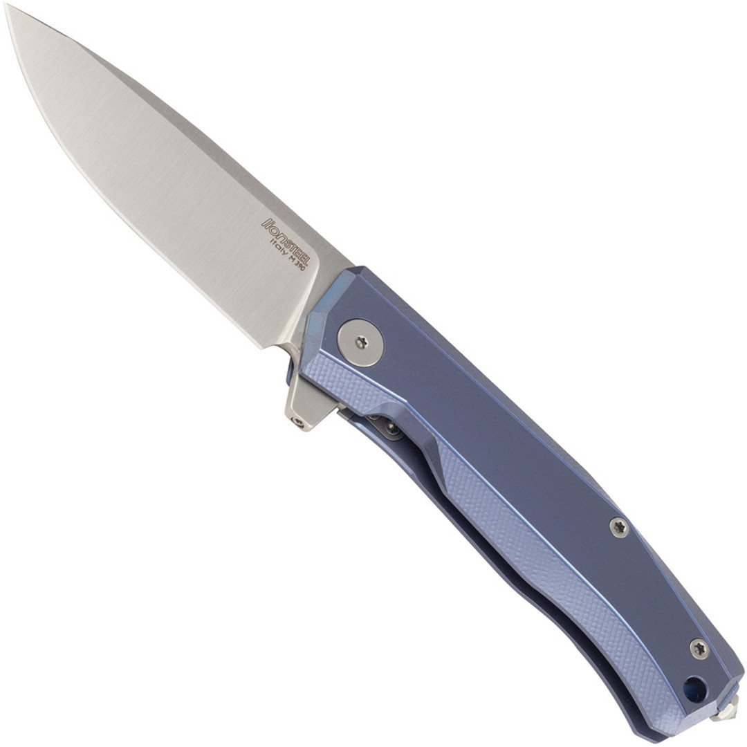 LionSteel Blue Myto Framelock Knife, Satin Finish M390 Blade 