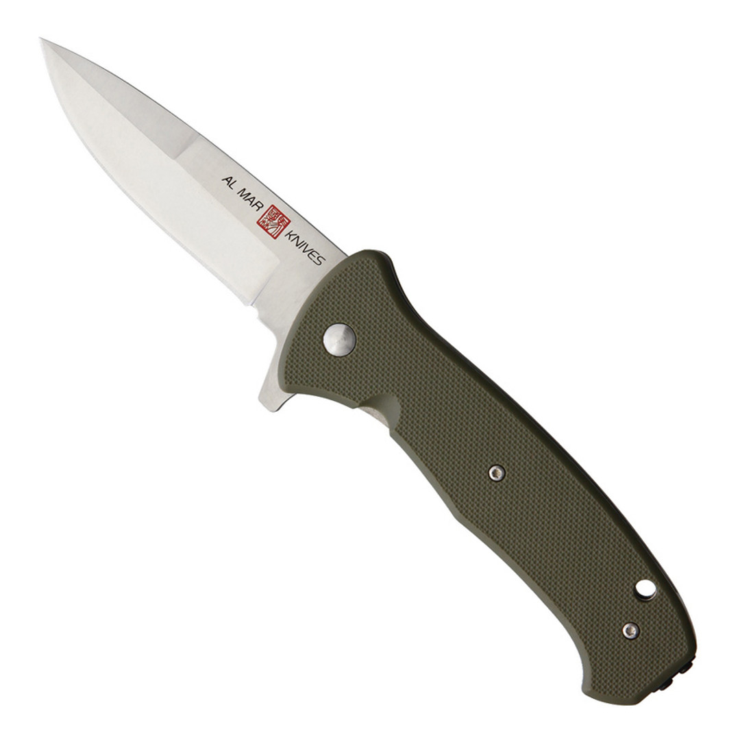 Al Mar Sere 2020 OD Green FRN Assisted Flipper Knife, Satin Blade 