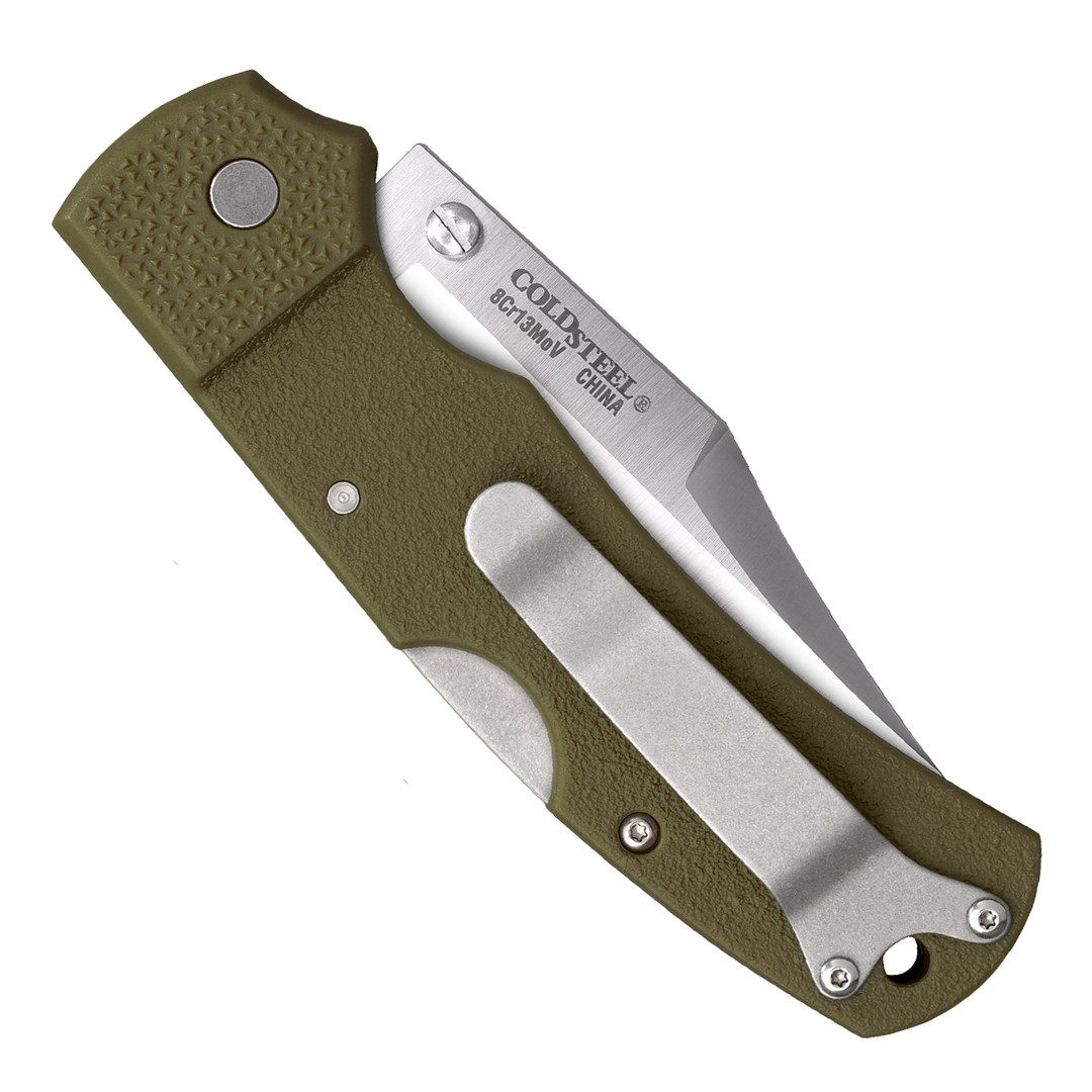 Cold Steel Double Safe Hunter OD Green Folding Knife, clip view