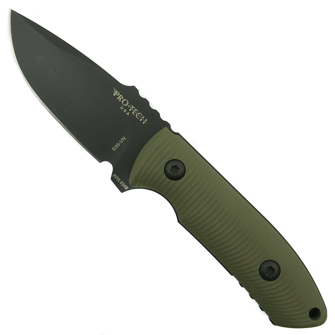 Pro-Tech Green SBR Fixed Blade Knife, Black S35-VN Blade