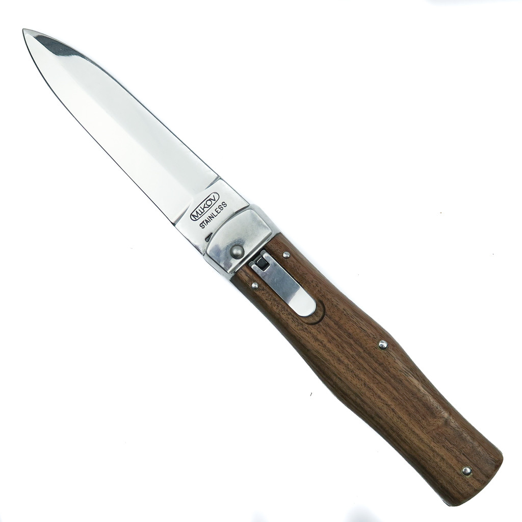 Mikov 241 Predator Wood Handle Leverlock Auto Knife with clip