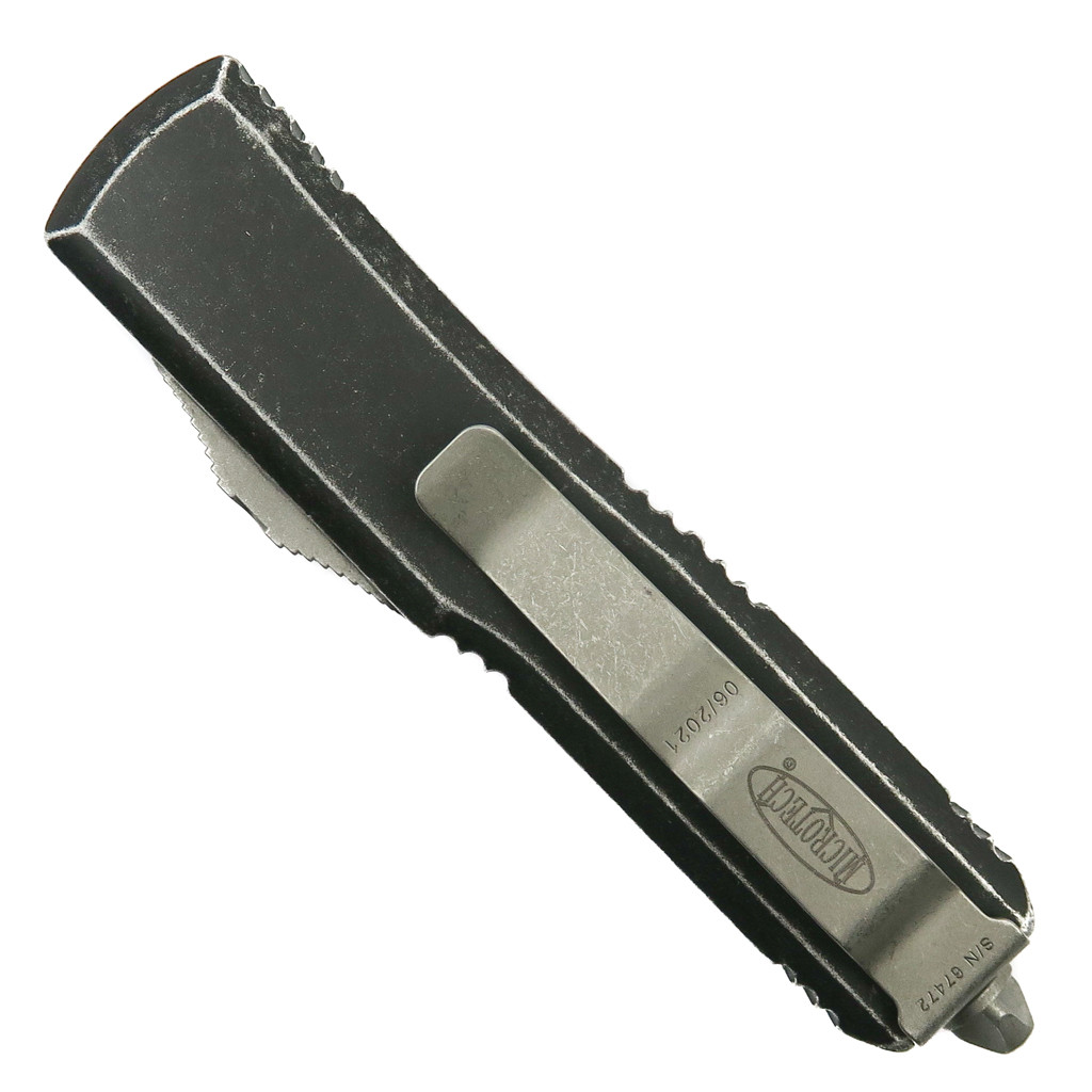 Microtech Distressed Black UTX-85 Tanto OTF Auto Knife