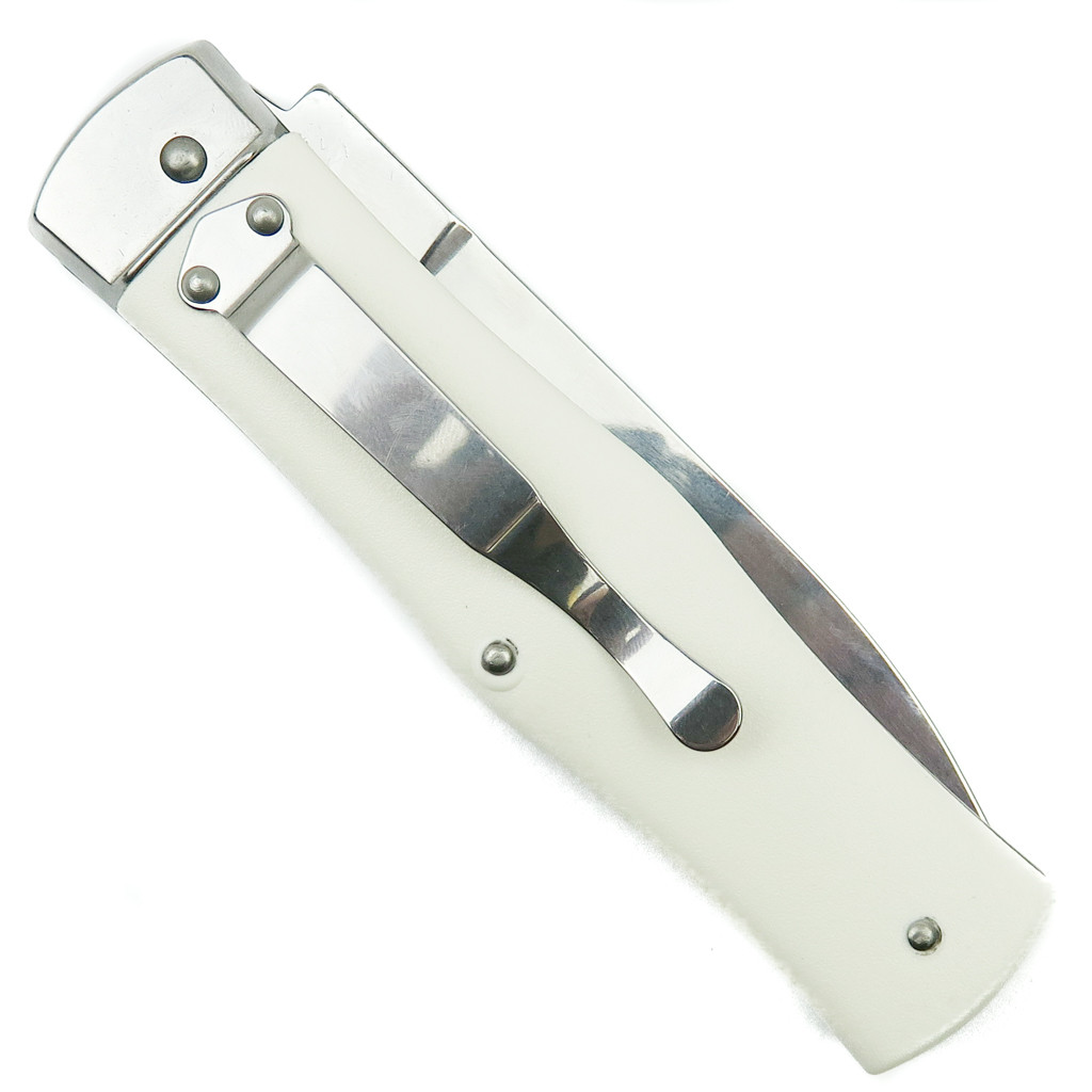Mikov 241 Predator White ABS Handle Leverlock Auto Knife with Clip