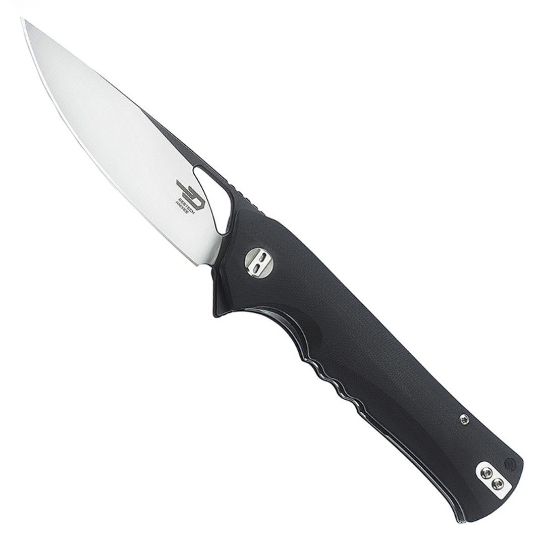 Bestech Knives Muskie Black G10 Folding Knife, Satin/Black Blade 