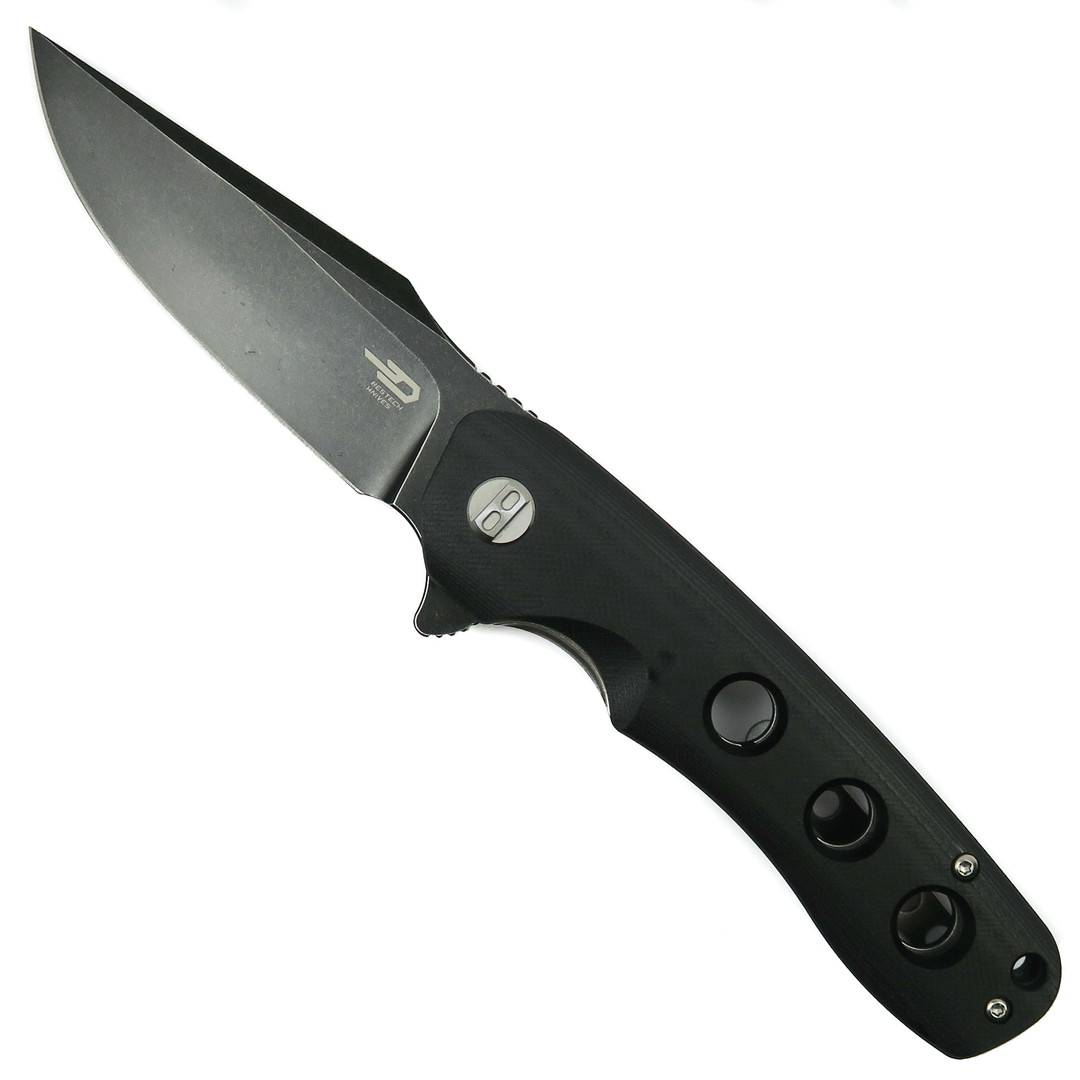 Bestech Knives Arctic Black G10 Folding Knife, Black Blade