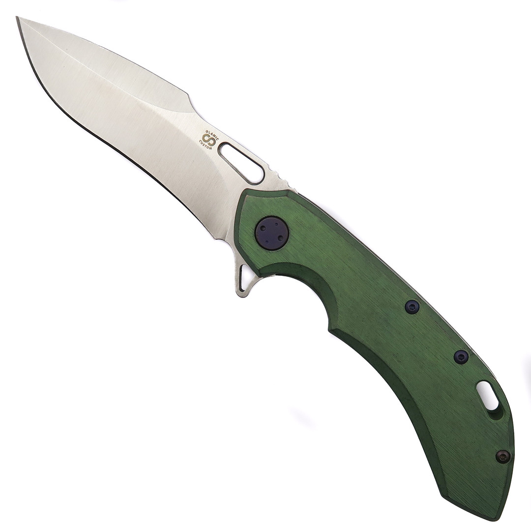 Olamic Cutlery Kinetic Rainforest Wayfarer 247 Knife, Satin Harpoon Blade