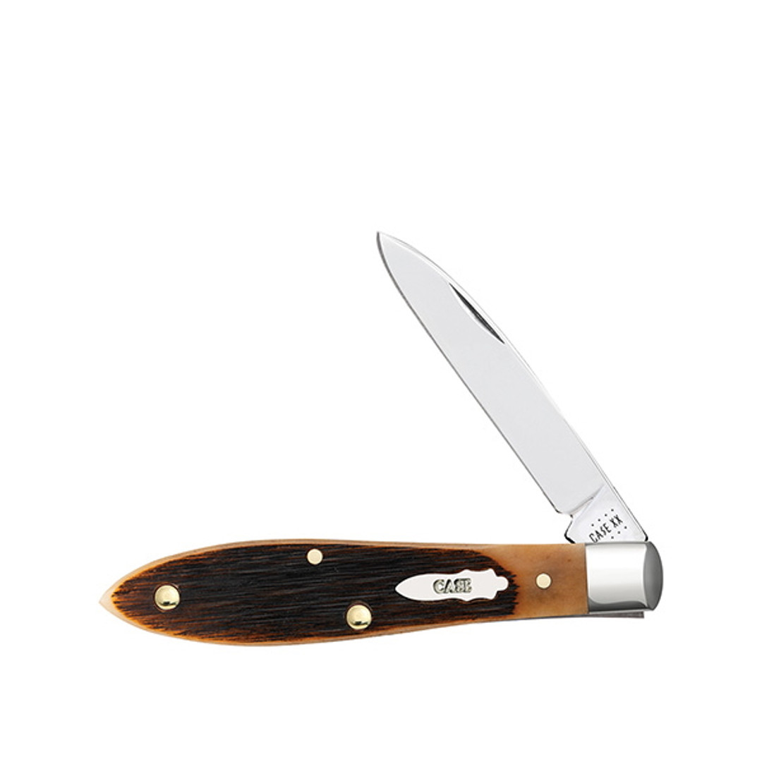 Case Tony Bose Amber Bone Sawcut Jig Barehead Tear Drop Knife