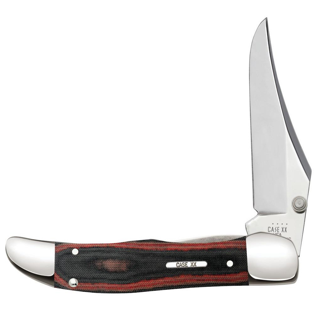 Case Kickstart Black and Red Micarta Smooth MidFolding Hunter Knife BladeOps