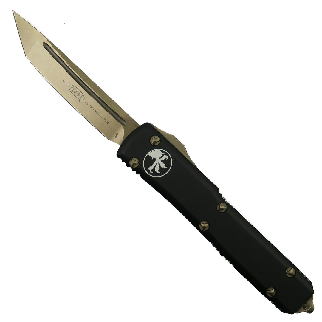 Microtech Black Ultratech OTF Auto Knife, Bronzed Tanto Blade