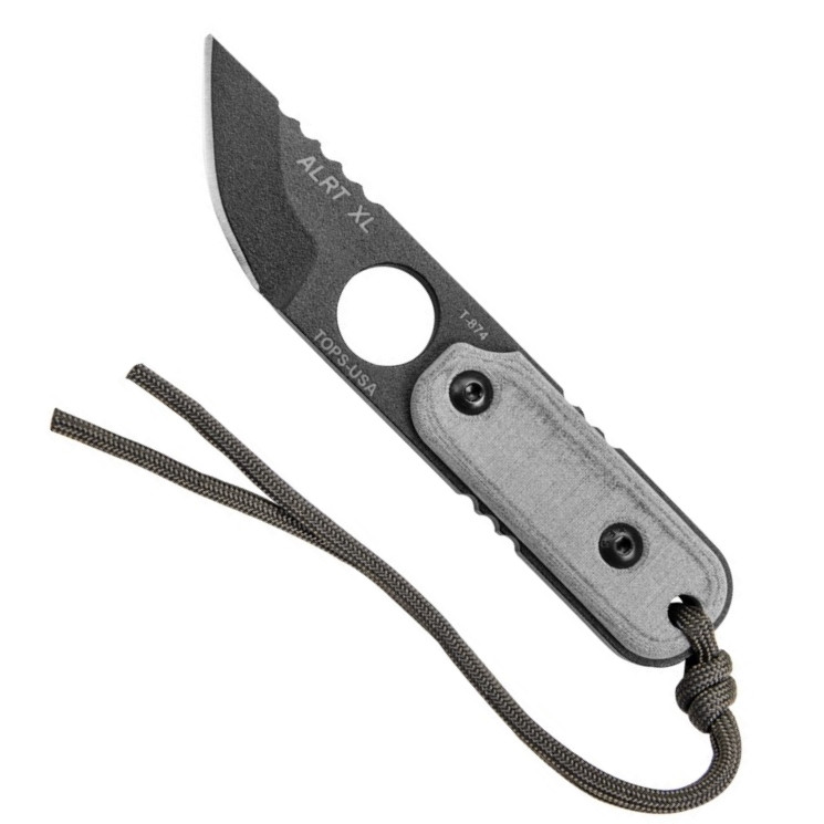TOPS Knives Micarta ALRT XL 05 Large Neck Knife, Hunter's Point