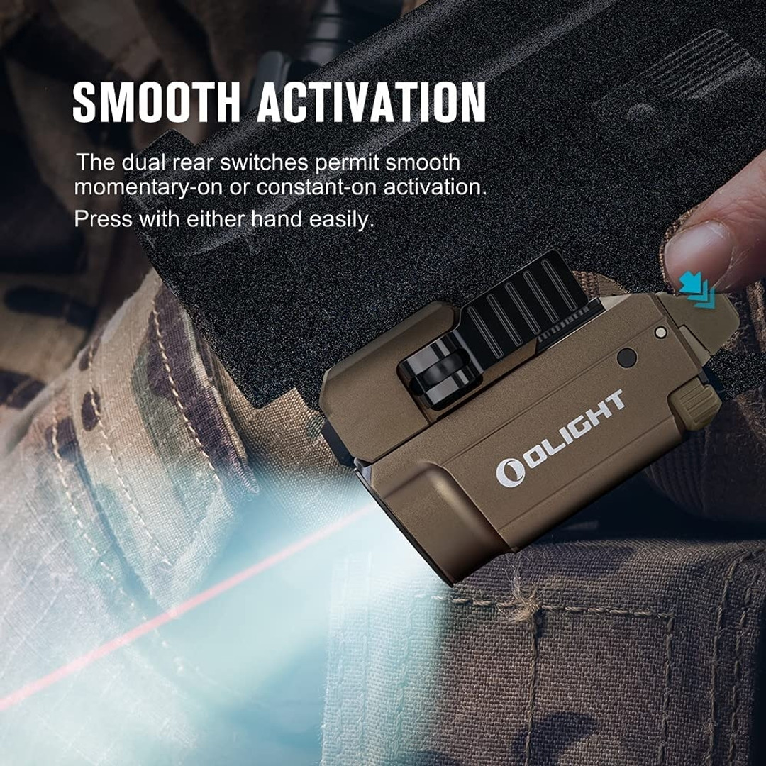 Olight Baldr RL Mini Tactical Light and Red Laser, Desert Tan, Smooth Activation 