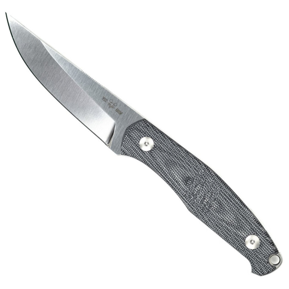 GiantMouse GMF2 Double Black Canvas Micarta Fixed Knife, N690