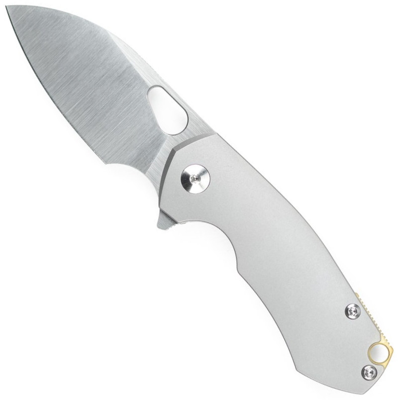 GiantMouse Titanium ACE Riv Framelock Knife, Elmax Satin Blade
