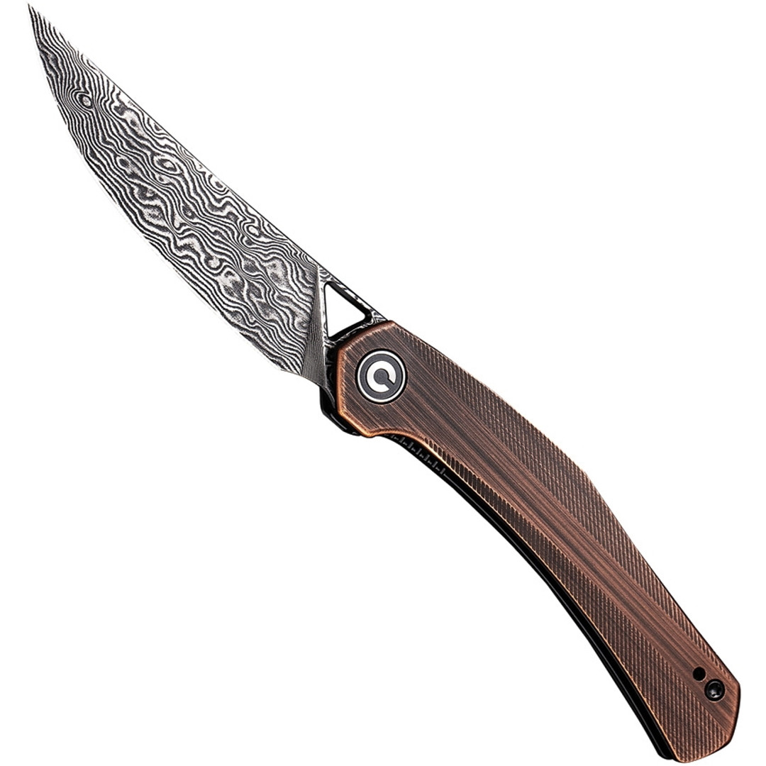 CIVIVI Hand Rubbed Copper Lazar Front Flipper, Damascus Blade