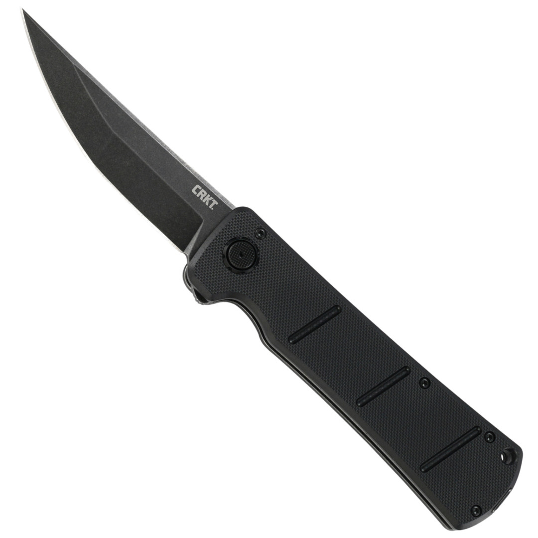 CRKT Inazuma no Ken Assisted Deadbolt Flipper Knife, Black Stonewash D2 Blade 