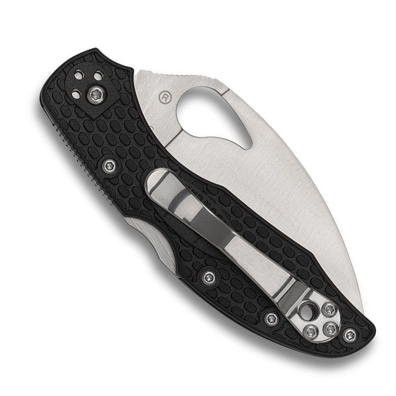 Byrd Meadowlark 2 Wharncliffe Black Lockback Knife, clip view