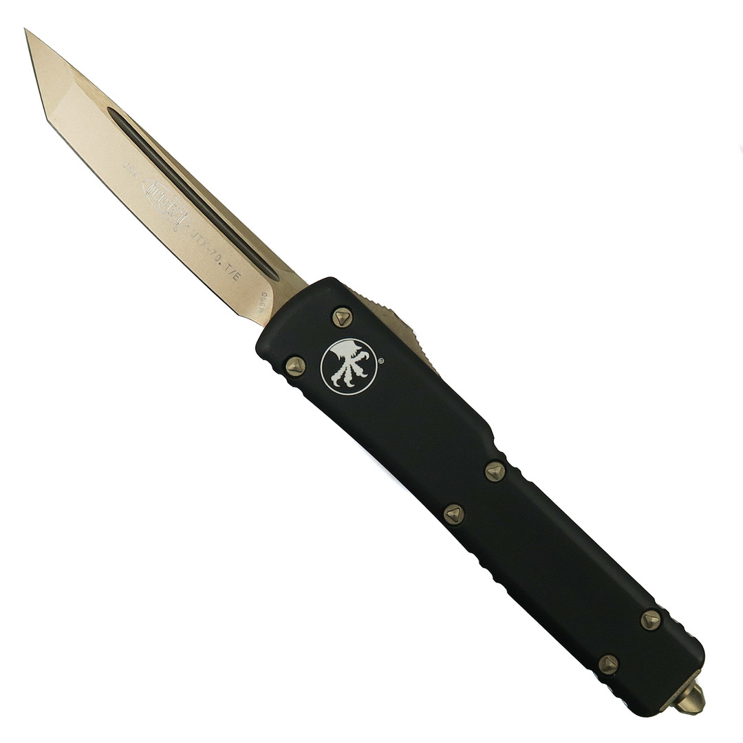 Microtech UTX-70 OTF Auto Knife, Bronze Apocalyptic Tanto Blade