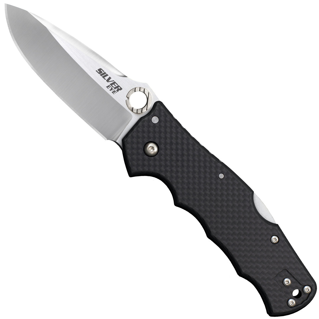 Cold Steel Carbon Fiber Silver Eye Elite Tri-Ad Lock Knife, Satin Drop Point