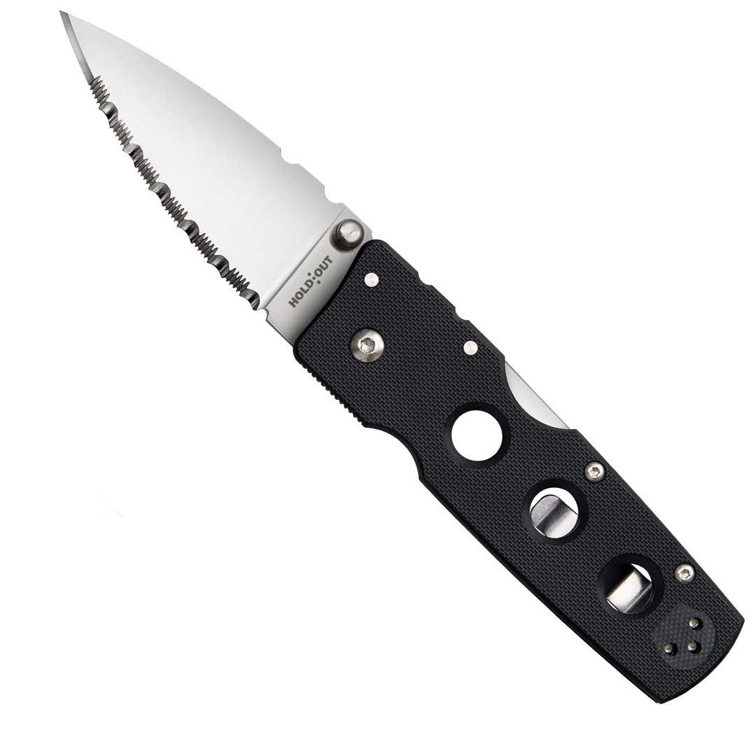 Cold Steel Hold Out 3" Folder Knife, Satin Serrated Edge