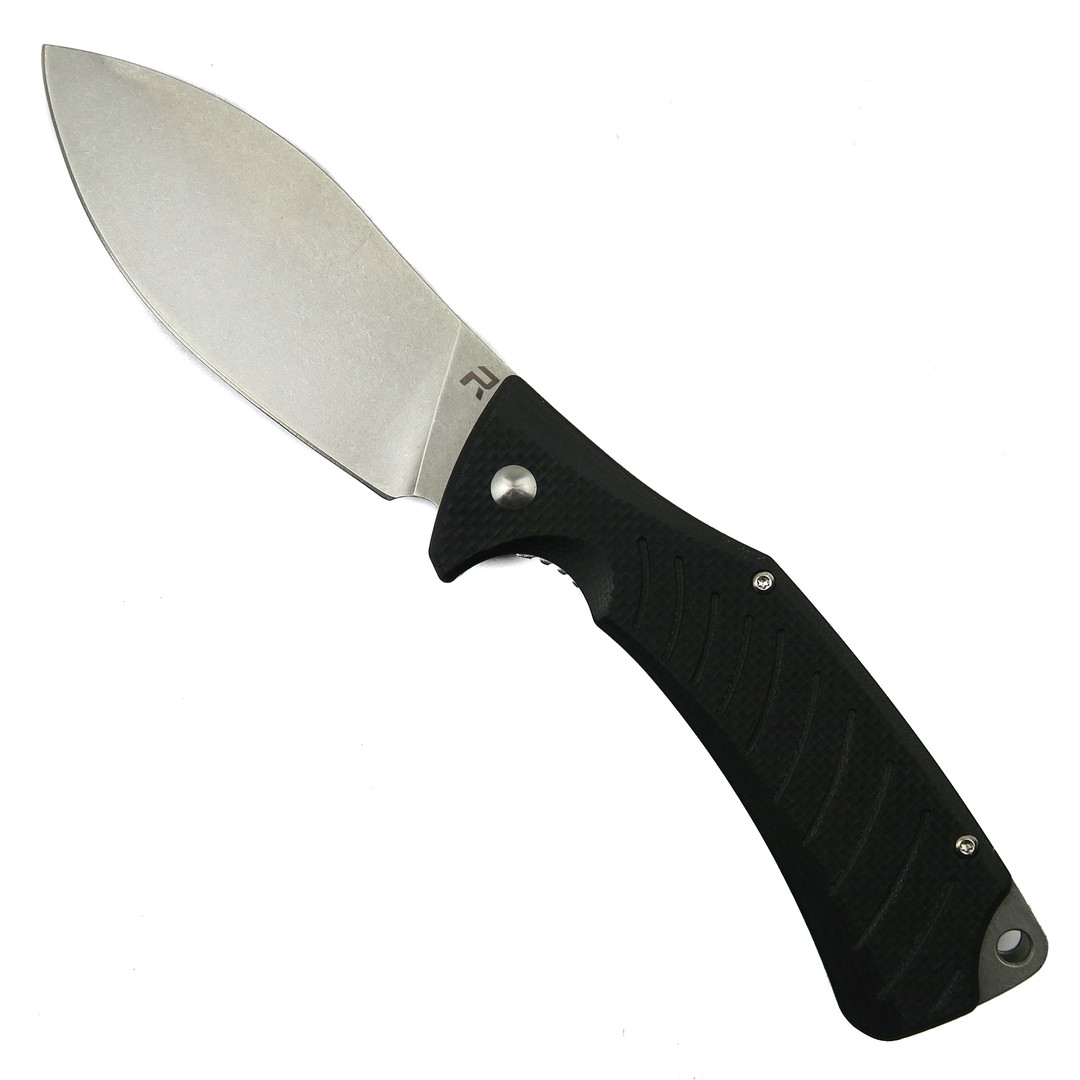 REVO Ness Liner Lock Black G-10 Flipper Knife, D2 Stonewash Blade