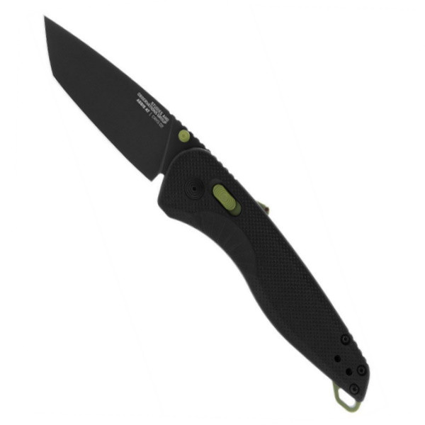 SOG Black and Moss Green Aegis AT Tanto Folding Knife, Black Blade