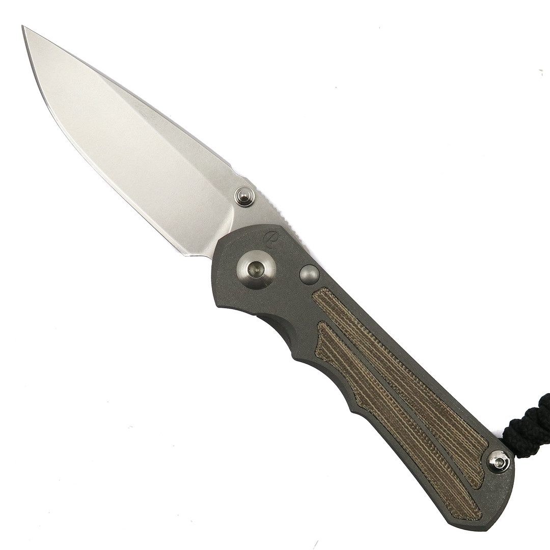 Chris Reeve SIN-1014 Natural Micarta Small Inkosi Titanium Folder Knife, Magnacut Stonewash Drop Blade