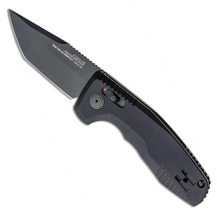 SOG SOG-TAC Mini AU Compact Straight Edge Knife, Black D2 Tanto Blade