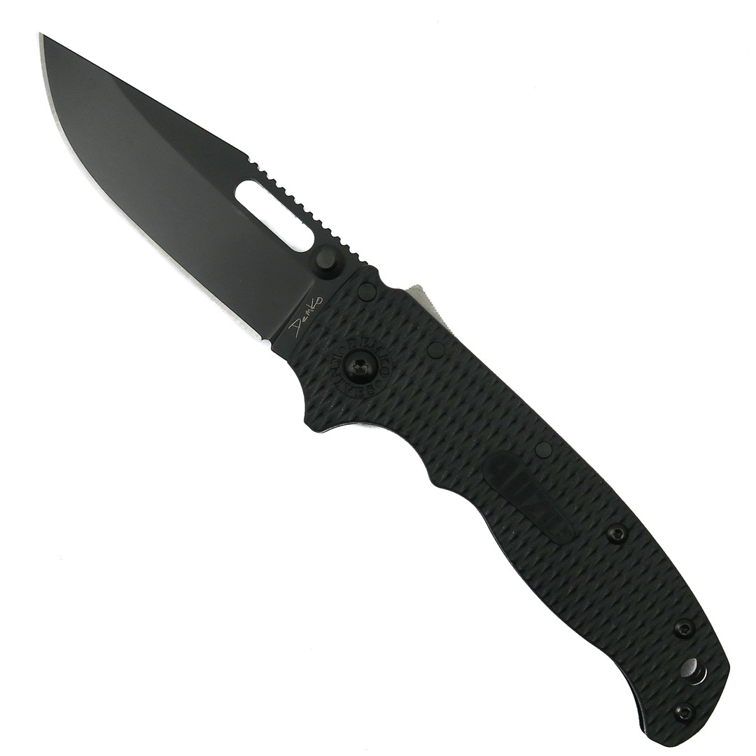 Demko Knives Black AD20.5 Shark Lock, Black Clip Point Blade