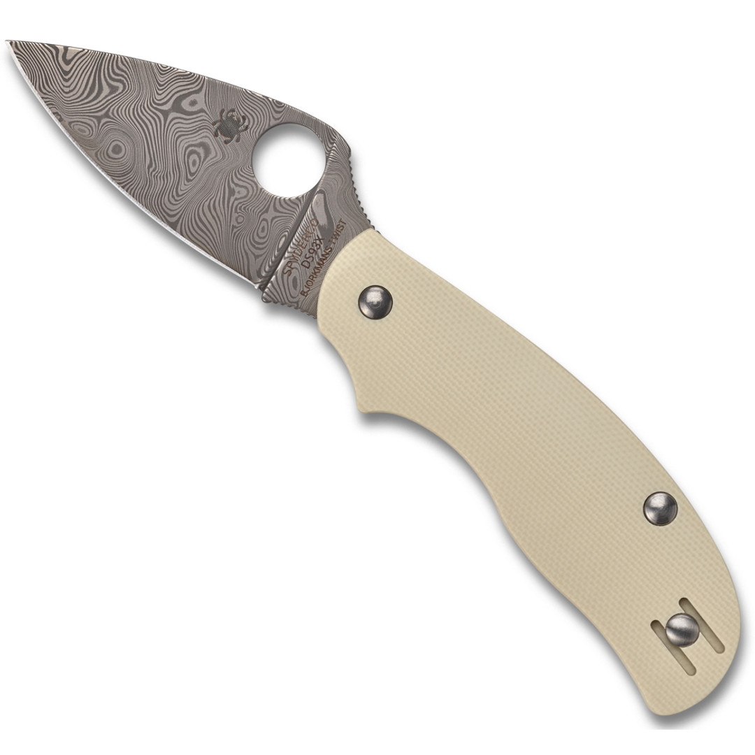 Spyderco Ivory G10 Sprint Run Urban Slipit Knife, Damasteel Blade