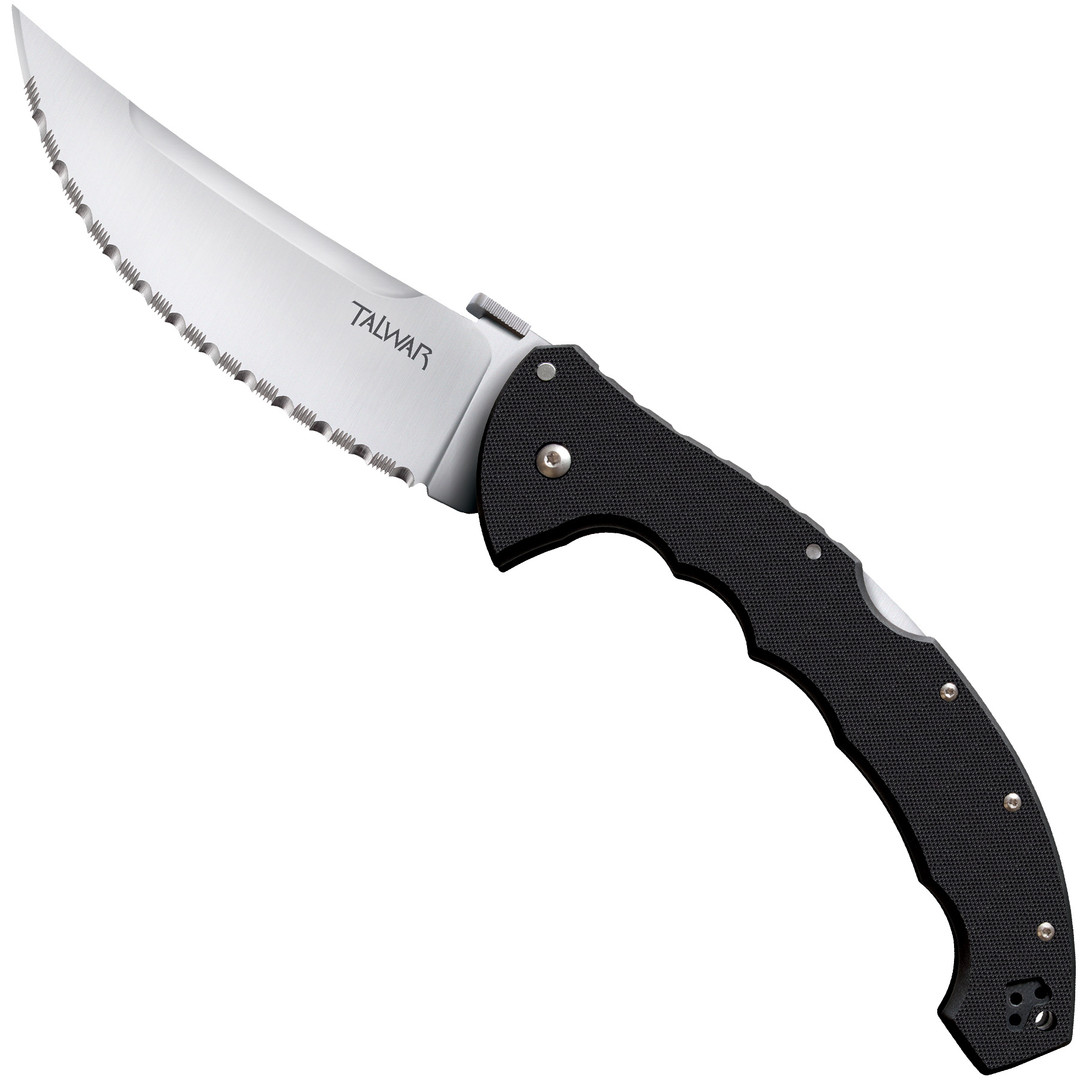 Cold Steel Talwar Folder Knife, Serrated Edge, 5.5" Satin blade