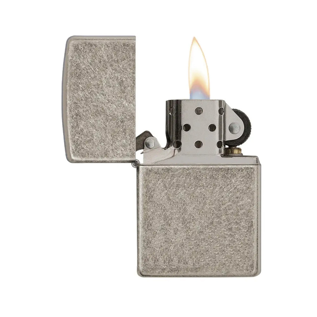 Zippo Armor Antique Silver PTL, Zippo 28973, open view