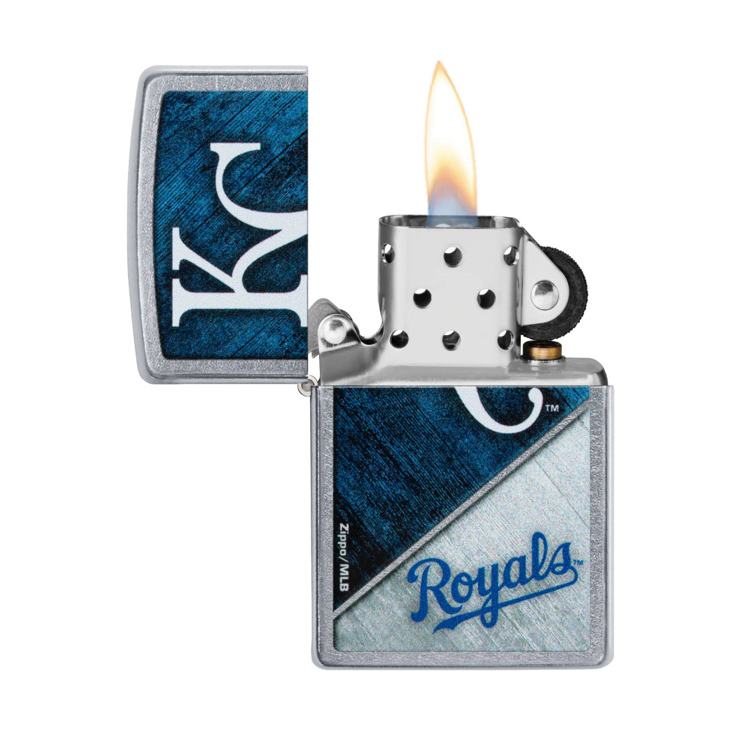 Zippo 207 MLB Kansas City Royals Lighter, open view