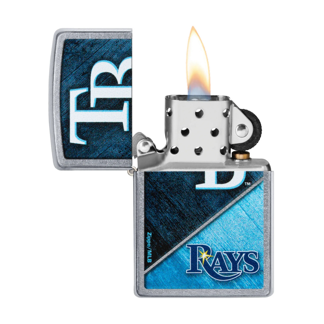 Zippo 207 MLB Tampa Bay Rays Lighter, open view