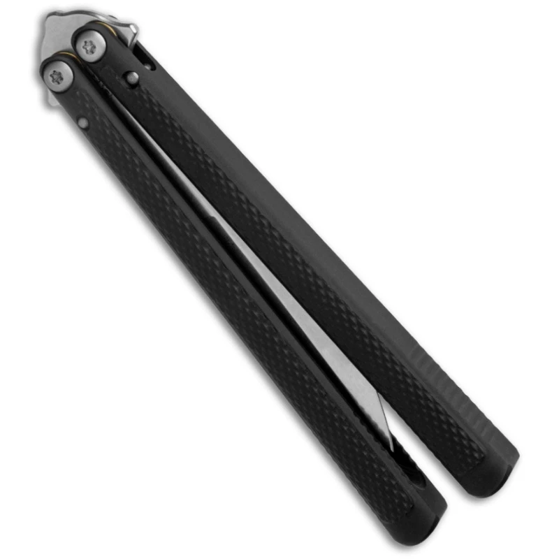 Flytanium Balisong Talisong Z, Stonewash Blade, closed view
