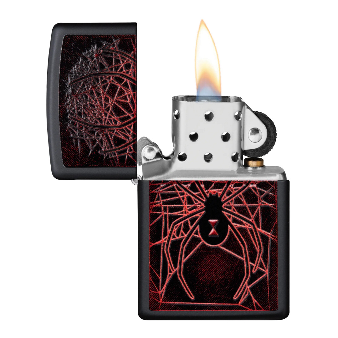 Zippo 218 Spider Design Lighter, open view