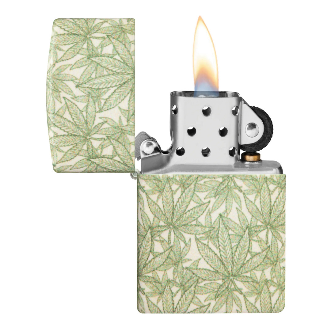 Zippo 49804 Cannabis Design Lighter, open view