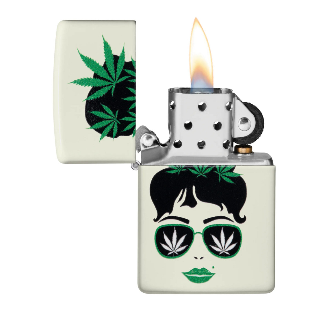 Zippo 49193 Cannabis Design Lighter, open view